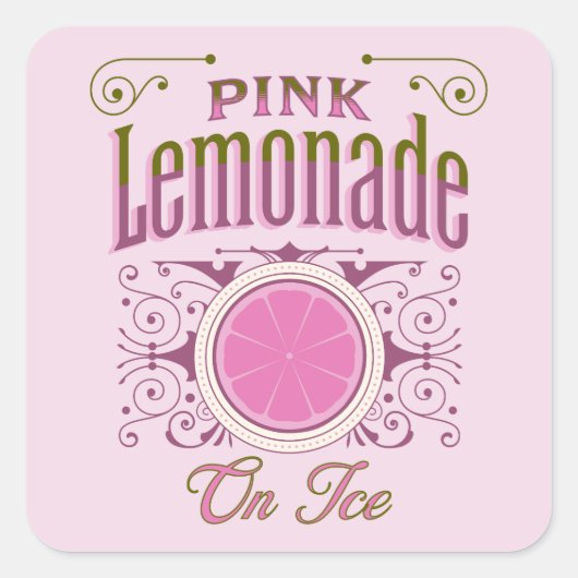 Zoete  roze limonade op ijs vierkante sticker (Voorkant)