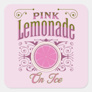 Zoete  roze limonade op ijs vierkante sticker