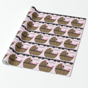 Zoete Roze Luipaard Baby Shower Cadeaupapier