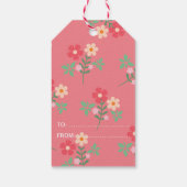 Zoete Roze Madeliefjes Boeket Retro Patroon Dank J Cadeaulabel (Achterkant)