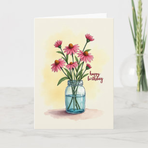 Zoete Roze Madeliefjes Verjaardagskaart Kaart