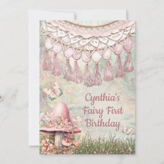 Zoete Roze Magie Bos Feest Kaart (Voorkant)