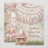Zoete Roze Magie Bos Feest Kaart (Voorkant / Achterkant)