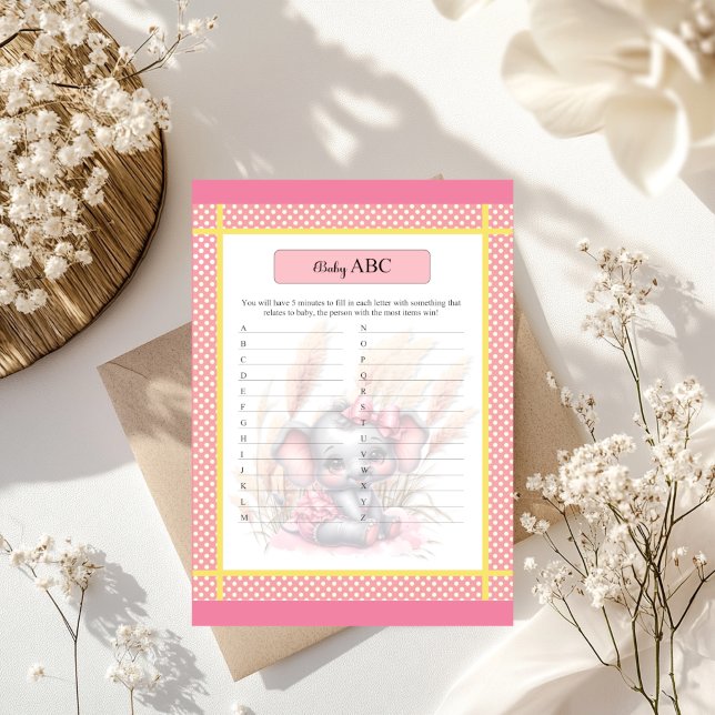 Zoete Roze Olifant - Baby Shower ABC Spel (Creator heeft geüpload)