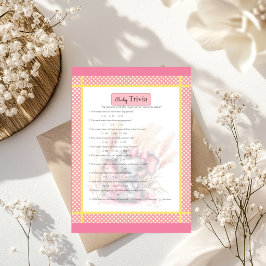 Zoete Roze Olifant  Baby Shower Trivia Spel