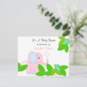 Zoete Roze Olifant Baby Shower Uitnodiging (Staand voorkant)