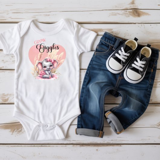 Zoete Roze Olifant - Pindakaas Glimlacht Romper