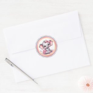 Zoete Roze Olifant - Pindakaas Glimlacht Ronde Sticker