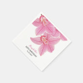 Zoete Roze Orchidee Bloemen Groen Verjaardag Servet (Hoek)