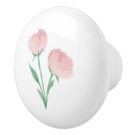 Zoete roze pioenen klassieke vrouwelijke bloemen keramische knop (Rechts)