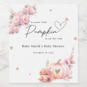 Zoete Roze Pompoen Bloemen Bladeren Baby Meisje Do Wijn Etiket (Enkel label)