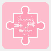 Zoete roze puzzelstukje vierkante sticker (Voorkant)