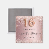 Zoete roze roze roze roze roze goudglitterstofnaam magneet (Voorkant / Achterkant)