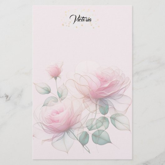 Zoete roze rozen briefpapier (Voorkant)