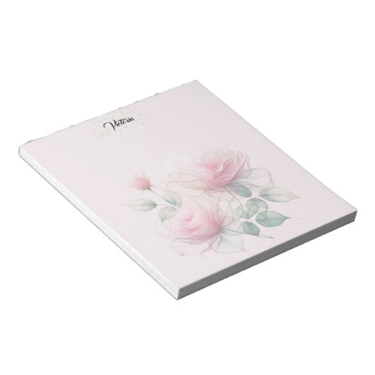 Zoete roze rozen notitieblok (Schuin)