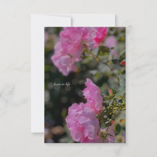 Zoete roze rozen notitiekaartje (Voorkant)