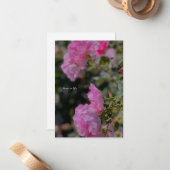 Zoete roze rozen notitiekaartje (Voorkant / Achterkant in situ)