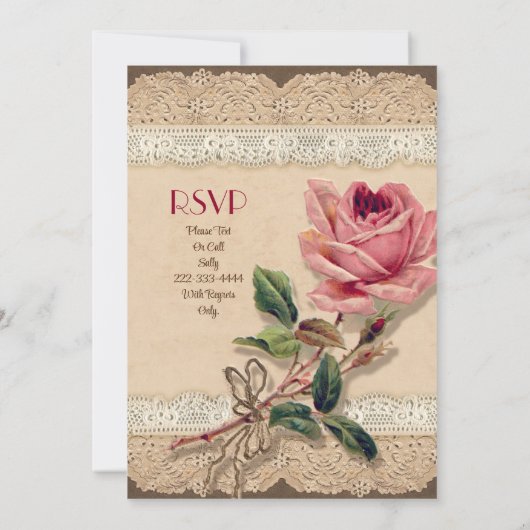Zoete Roze Rozen Tuin Feest Uitnodigingen 2 (Achterkant)