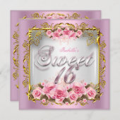 Zoete roze rozen Witte Gouden Dag Partij Kaart (Voorkant / Achterkant)