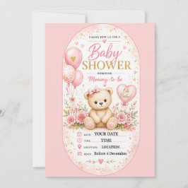 Zoete roze ruit baby shower ontwerp kaart