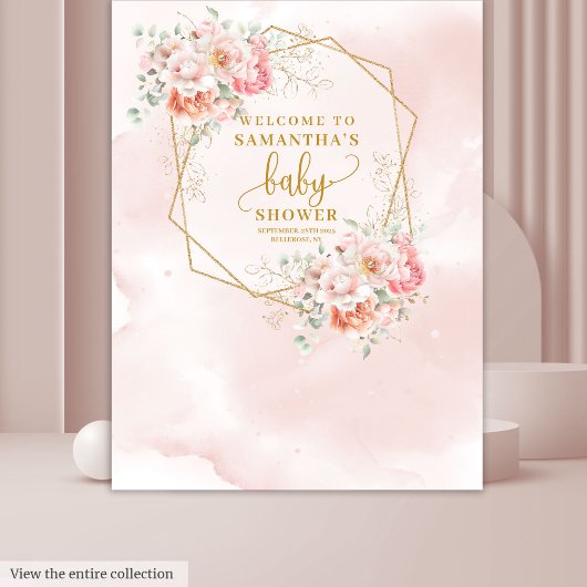 Zoete roze salie baby shower fotohokje wandkleed