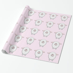 Zoete Roze Schaap Baby Shower Cadeaupapier
