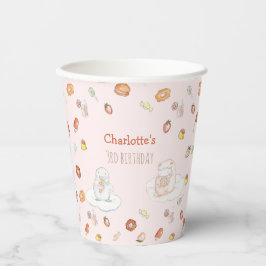 Zoete roze schapendessert waterverf kids birthday papieren bekers