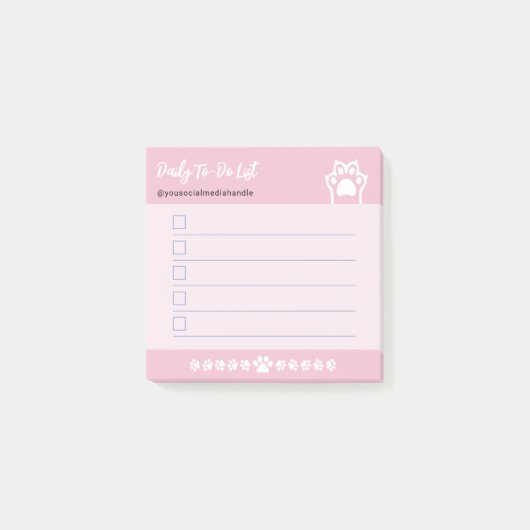 Zoete roze Schattige witte kat Paws checkbox to do Post-it® Notes (Voorkant)