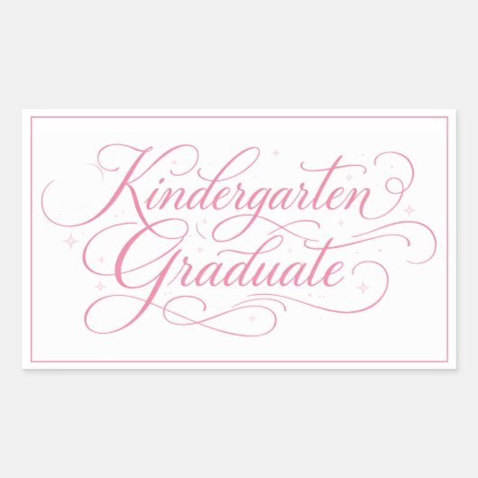 Zoete Roze Script Kleuterschool Afgestudeerde Rechthoekige Sticker (Voorkant)