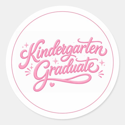 Zoete Roze Script Kleuterschool Afgestudeerde Ronde Sticker (Voorkant)