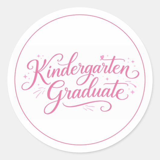 Zoete Roze Script Kleuterschool Afgestudeerde Ronde Sticker (Voorkant)