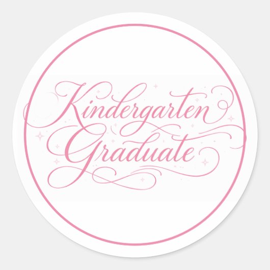 Zoete Roze Script Kleuterschool Afgestudeerde Ronde Sticker (Voorkant)