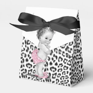 Zoete Roze Sneeuwluipaard Baby Shower Favor Dozen Bedankdoosjes