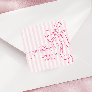 Zoete Roze Strepen Afstudeerboog Naam Sticker