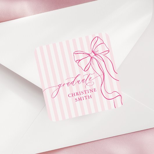 Zoete Roze Strepen Afstudeerboog Naam Sticker