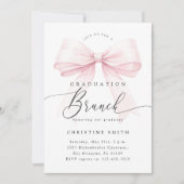 Zoete Roze Strik Afstudeer Brunch Uitnodiging (Voorkant)