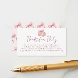 Zoete Roze Strik Baby Shower Boeken Voor Baby Informatiekaartje