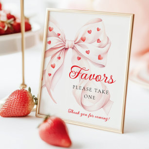 Zoete Roze Strik Favorieten Baby Shower Tafelbord Poster
