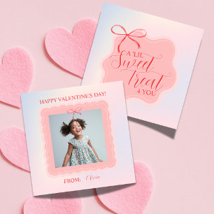 Zoete Roze Strik Valentijnskaart voor Klasfoto Notitiekaartje
