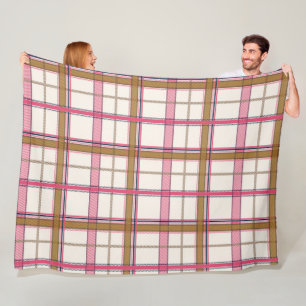 Zoete Roze Tan Schotse Ruit Esthetische Fleece Deken