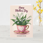 Zoete Roze Theekop Moederdag Kaart (Gele Bloem)