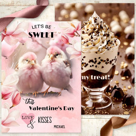 Zoete Roze Tortelduifjes Chocolade Valentijnsdag Feestdagenkaart