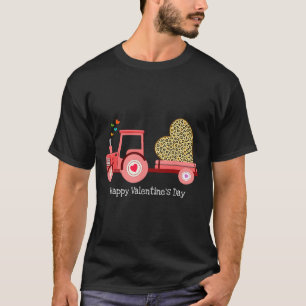 Zoete Roze Tractor Met Luipaard Hart Gelukkig Vale T-shirt