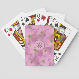 Zoete roze tuinbloemen met aangepast monogram pokerkaarten