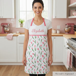 Zoete Roze Tulp Bloemig  Schort