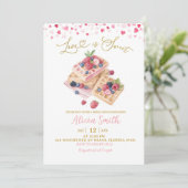 Zoete Roze Valentijnsdag Waffel Bruiloftslunch Kaart (Staand voorkant)