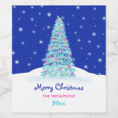 Zoete Roze Vrolijke Kerstboom Wijn Etiket (Enkel label)