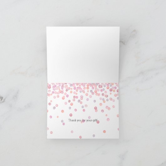 Zoete Roze Waterverf Confetti Stippen Dank je Bedankkaart (Binnen)