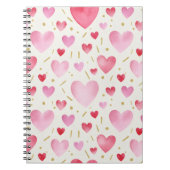 Zoete Roze Waterverf Harten Notitieboek (Voorkant)
