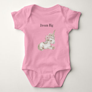 Zoete Roze Witte Bloemige Eenhoorn Romper